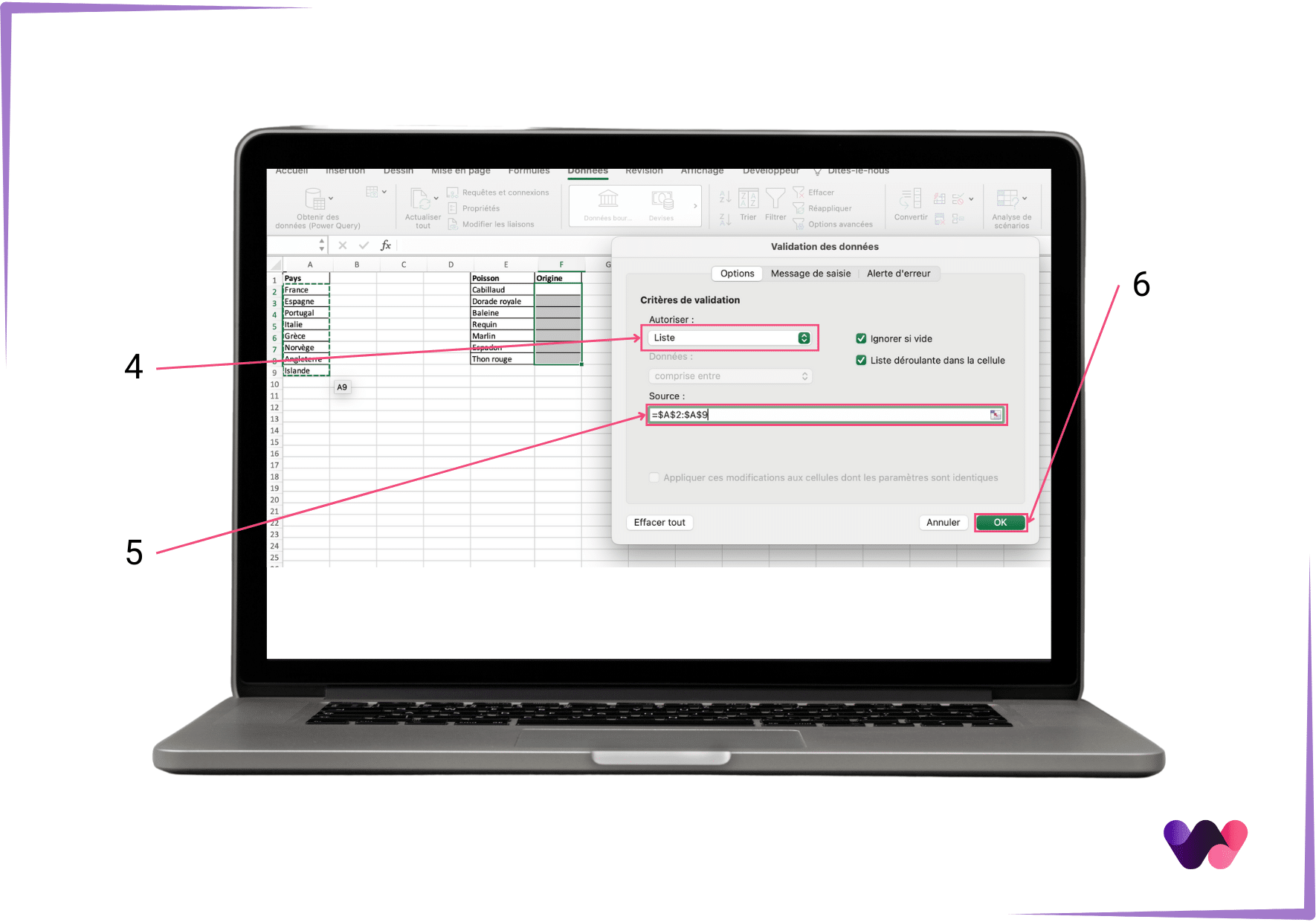 Liste déroulante Excel