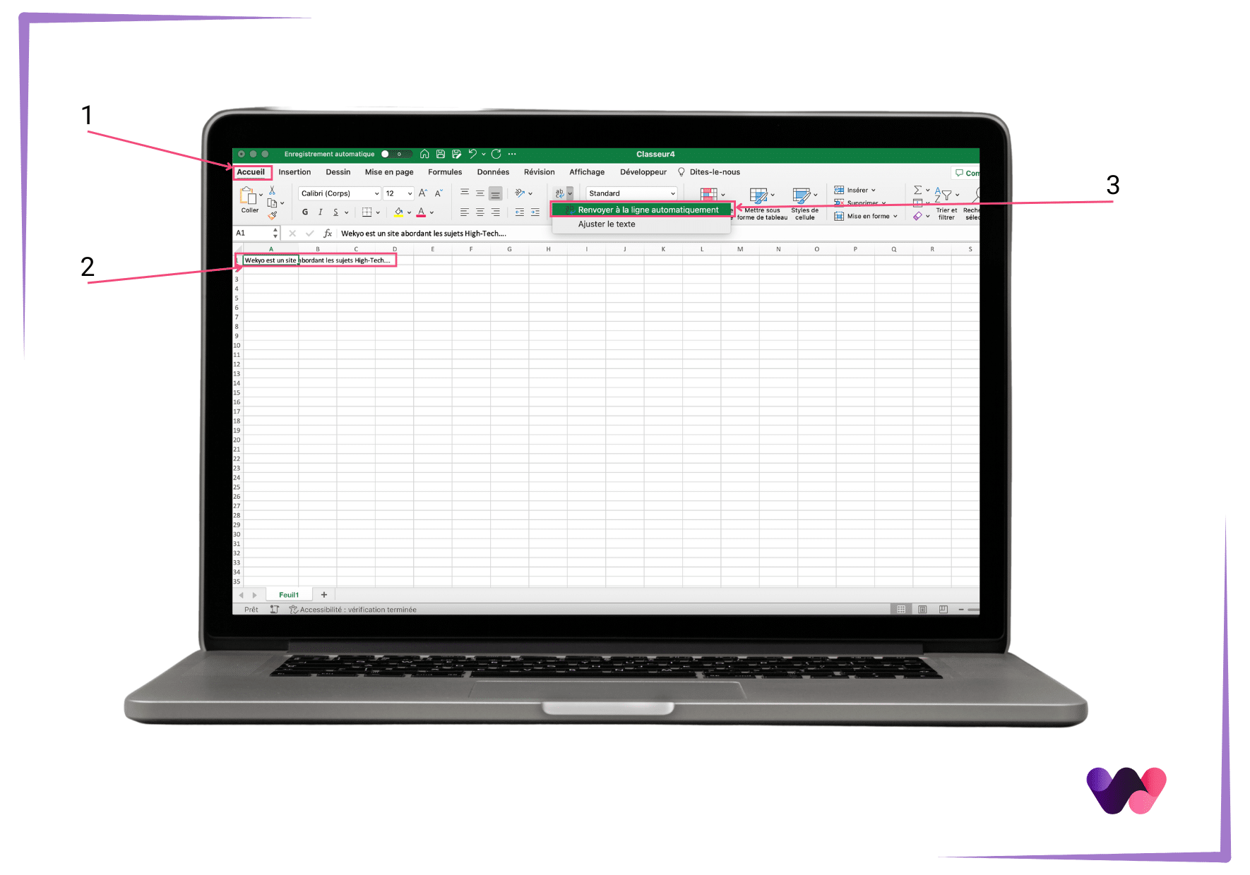 Retour à la ligne dans une cellule Excel