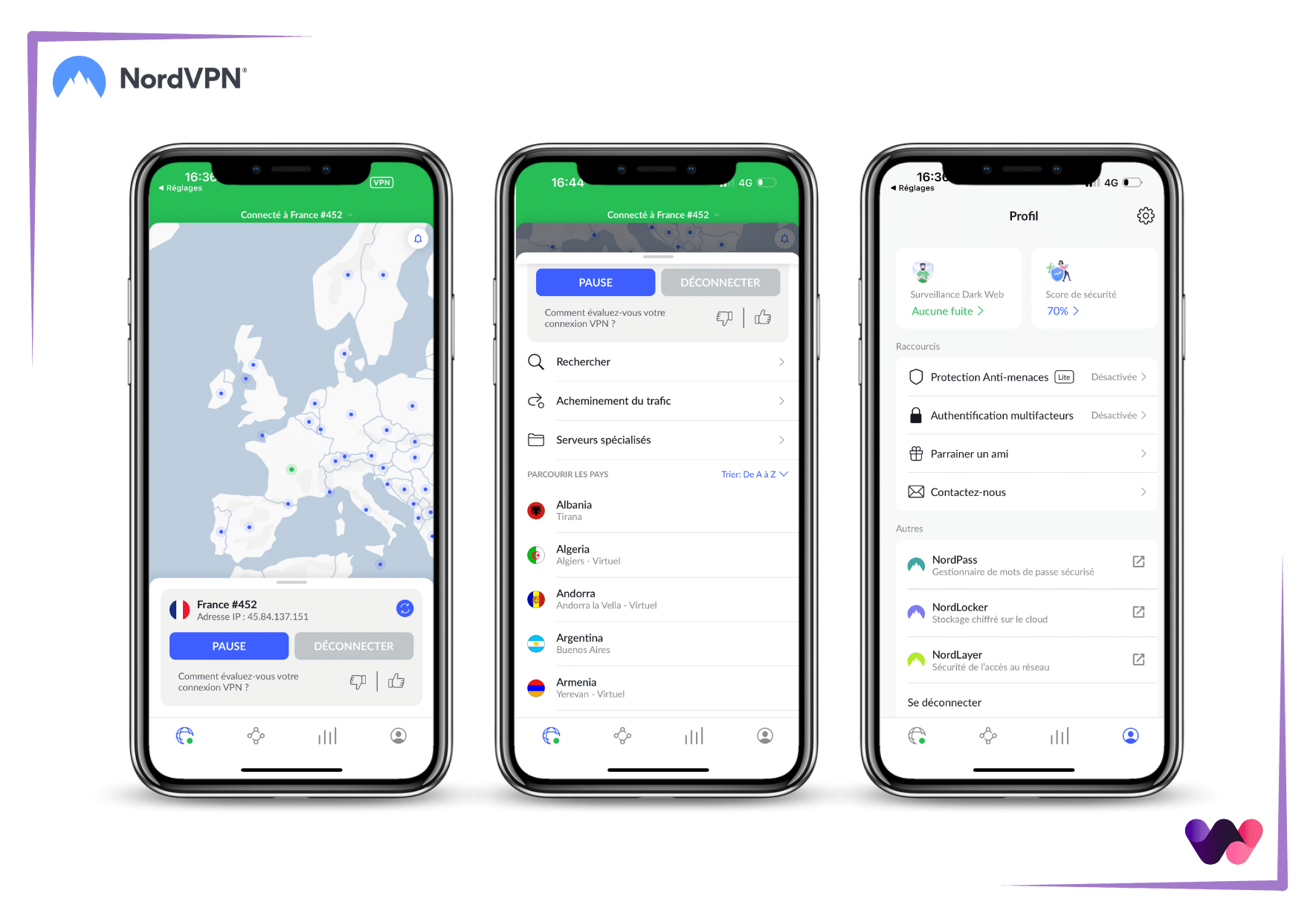 Ergonomie smartphone Nord VPN