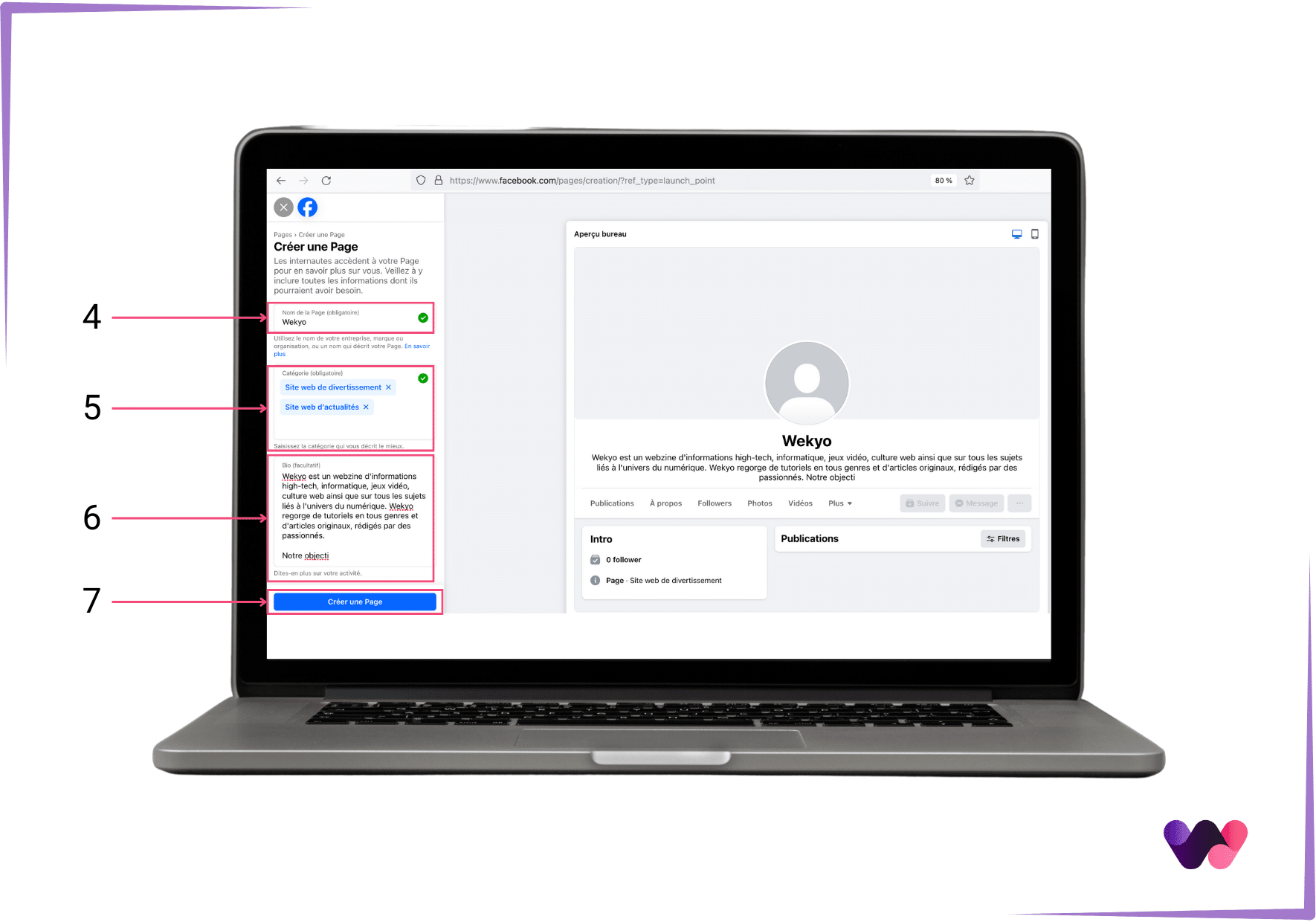 créer une page facebook