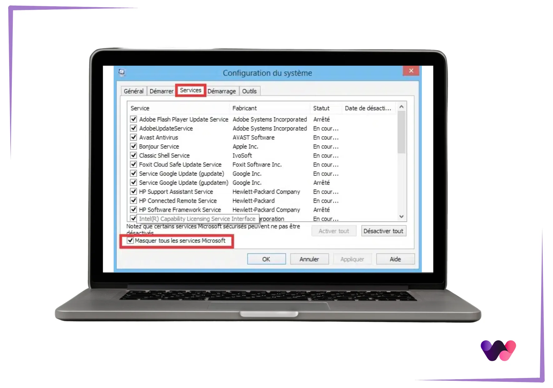démarrage de windows