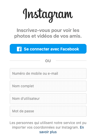 instagram connexion