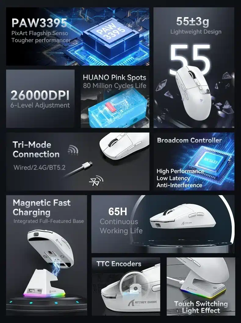 Souris Gaming Attack Shark X6 โ Image 2